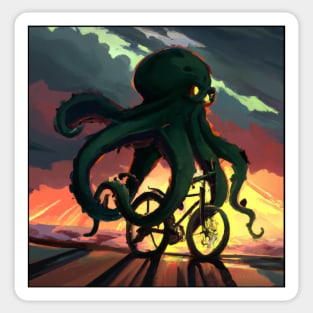 Octopus on a bike Sticker
